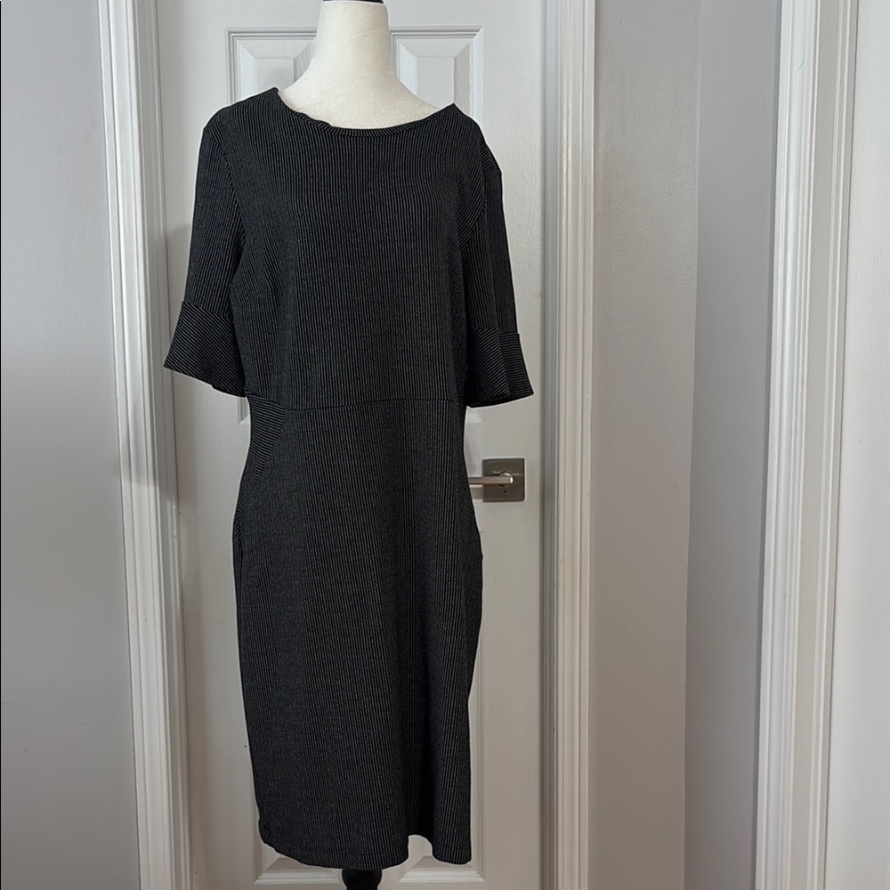 Dex Black Sheath Dress with Dolman Sleeves